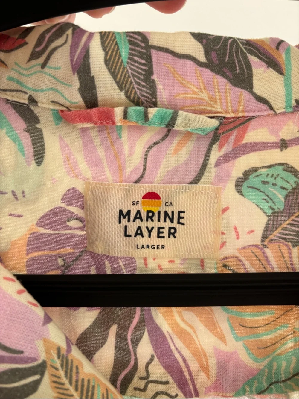 Marine Layer Pastel Tropical Print Short Sleeve Button-Down